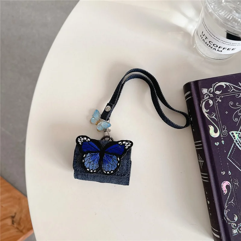 Para AirPods 4 / 3 / Pro 2 / Padrão de Borboleta Pro Pro Pro - Azul