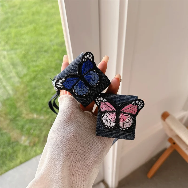 Per Apple AirPods Con Custodia Wireless (2019) / AirPods With Charging Case (2019) /(2016) Case Butterfly Pattern Cover - Blu