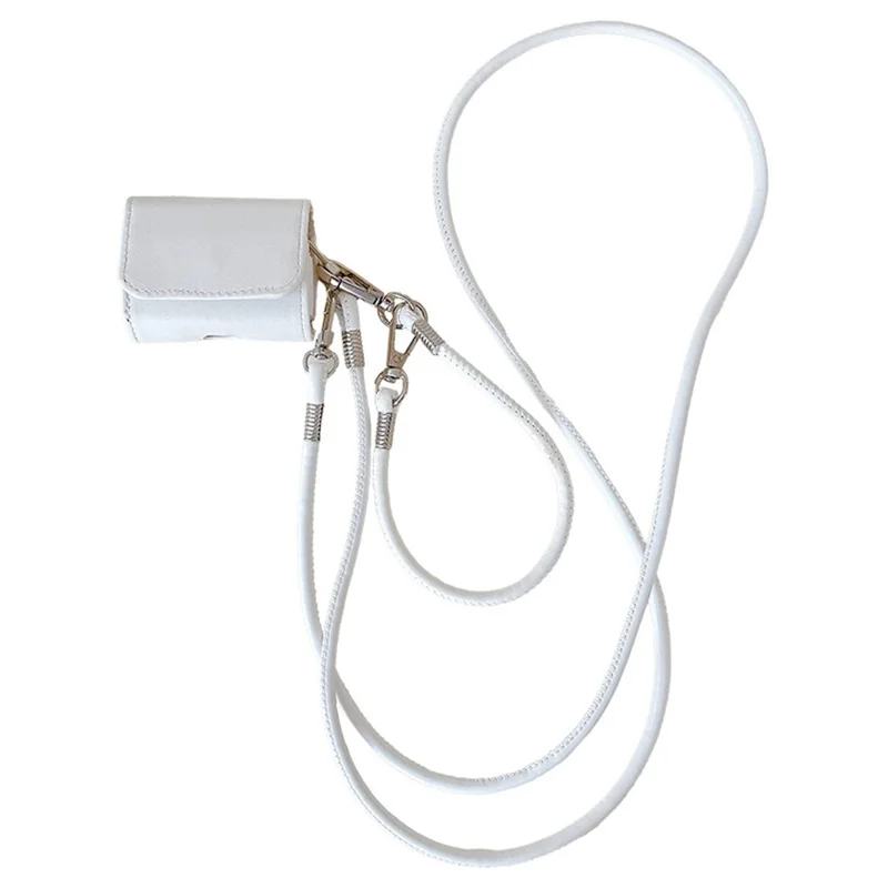 For Apple AirPods Pro 2 / AirPods Pro Charging Case Cover Simple Style Bluetooth-compatible Earbuds Case with Shoulder / Wrist Strap - White