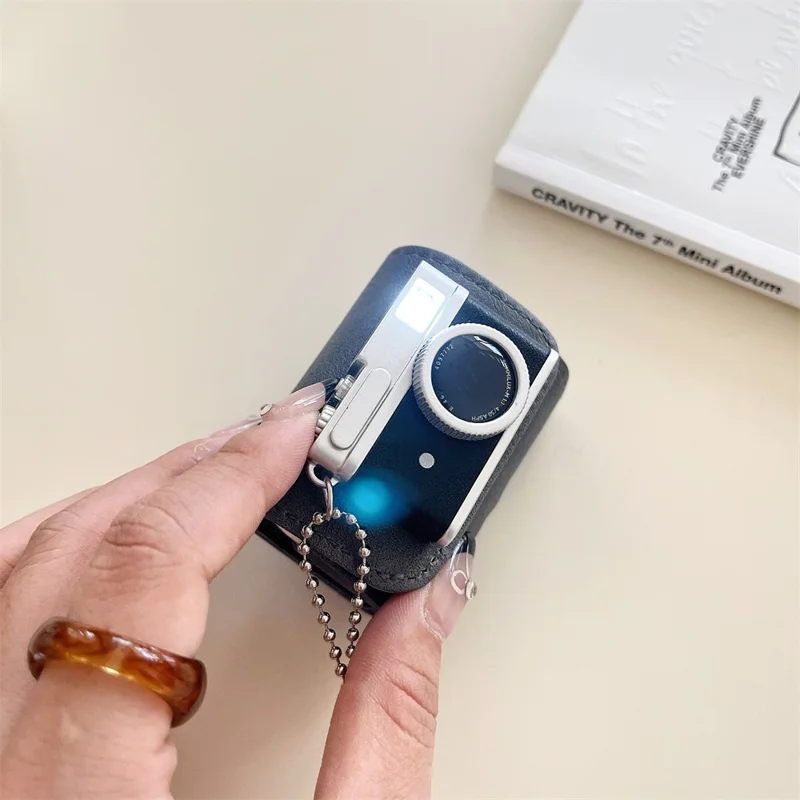 For AirPods Pro 2 / AirPods Pro Protective Cover Camera Shape Design Bluetooth-compatible Earbuds Soft TPU Case - Black