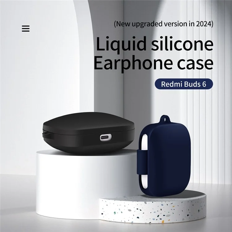 Funda de silicona para Xiaomi Redmi Buds 6, funda de auriculares Bluetooth con mosquetón - Púrpura