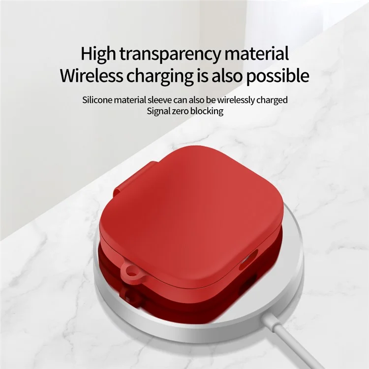 Funda de silicona para Xiaomi Redmi Buds 6, funda de auriculares Bluetooth con mosquetón - Púrpura
