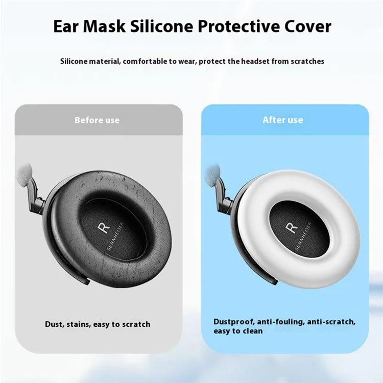 1 Par de Almofadas de Silicone para Fones de Ouvido Sennheiser Momentum 4 - Capa Protetora para Almofadas e Faixa de Cabeça - Preto