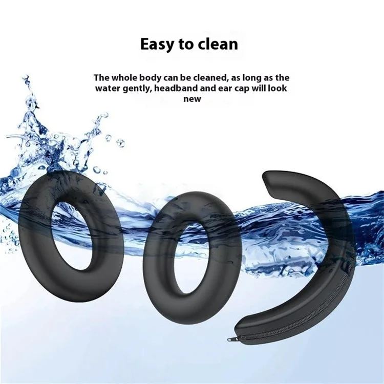 1 Par de Almofadas de Silicone para Fones de Ouvido Sennheiser Momentum 4 - Capa Protetora para Almofadas e Faixa de Cabeça - Preto