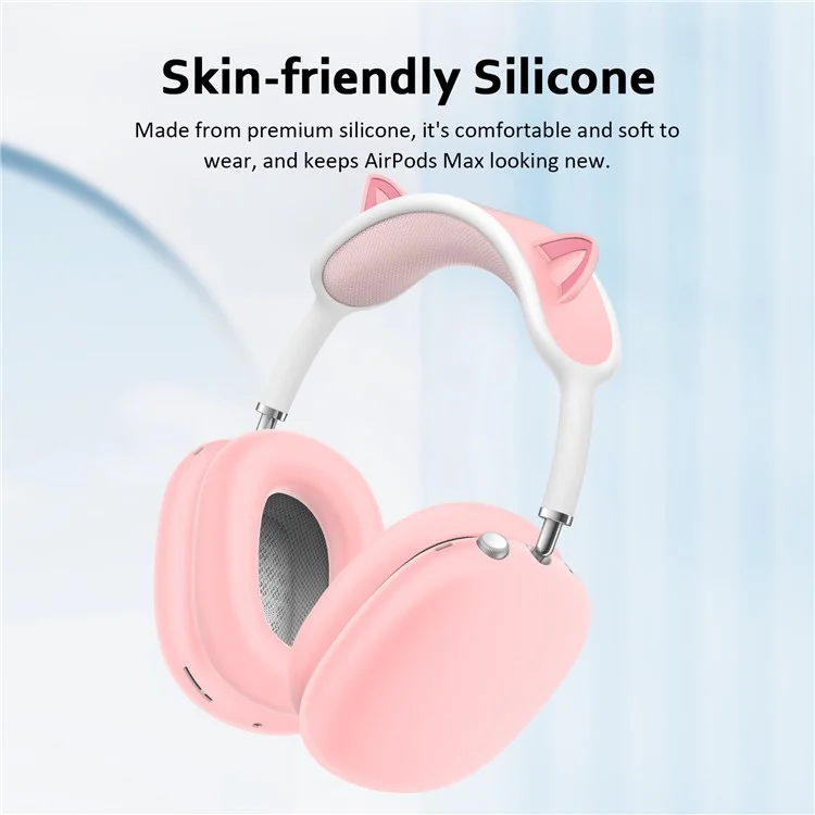3Pcs / Set For AirPods Max Silicone Cat Ears Headband Cover Earmuff Sleeve Ear Cushion Cover - Green