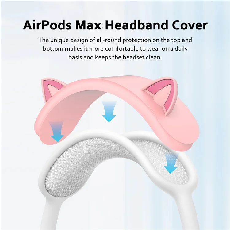 3Pcs / Set For AirPods Max Silicone Cat Ears Headband Cover Earmuff Sleeve Ear Cushion Cover - Green