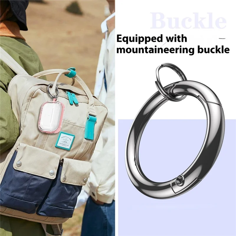 For Apple AirPods 3 Case with Carabiner Contrasting Color TPU Earphone Protective Cover - Pink