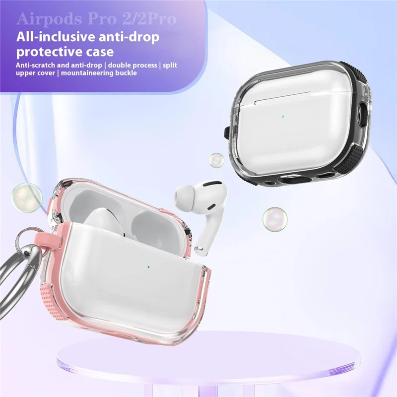 For Apple AirPods 3 Case with Carabiner Contrasting Color TPU Earphone Protective Cover - Pink