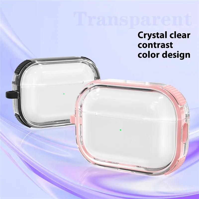 For Apple AirPods 3 Case with Carabiner Contrasting Color TPU Earphone Protective Cover - Pink