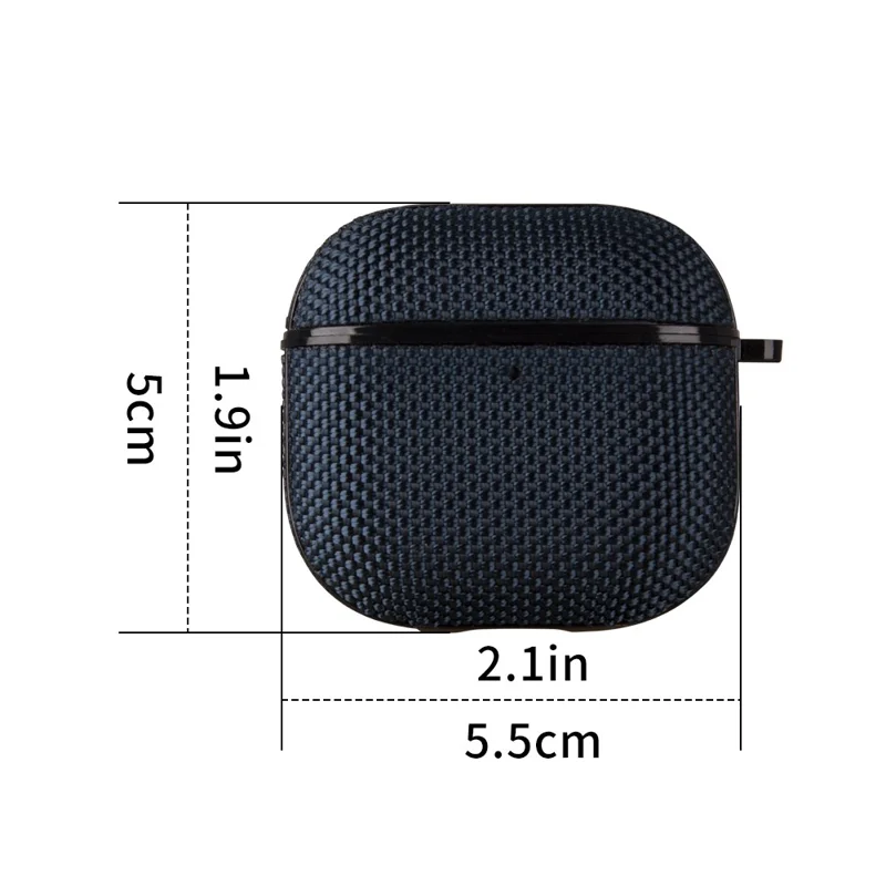 For Apple AirPods 4 Woven Texture Waterproof PC Case with Carabiner Earphone Protective Cover - Black