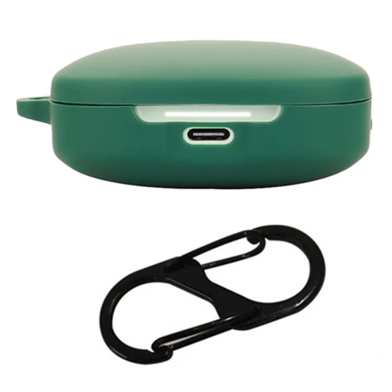 For Xiaomi Redmi Buds 6 Silicone Case Bluetooth-compatible Earphone Cover with Anti-Lost Buckle - Blackish Green