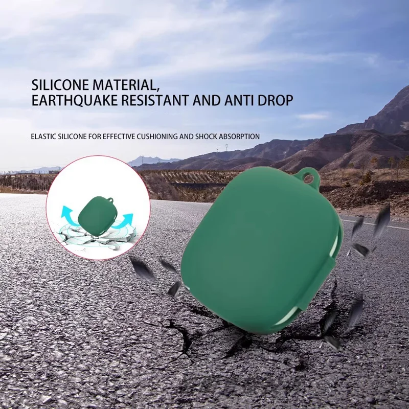 For Xiaomi Redmi Buds 6 Silicone Case Bluetooth-compatible Earphone Cover with Anti-Lost Buckle - Blackish Green