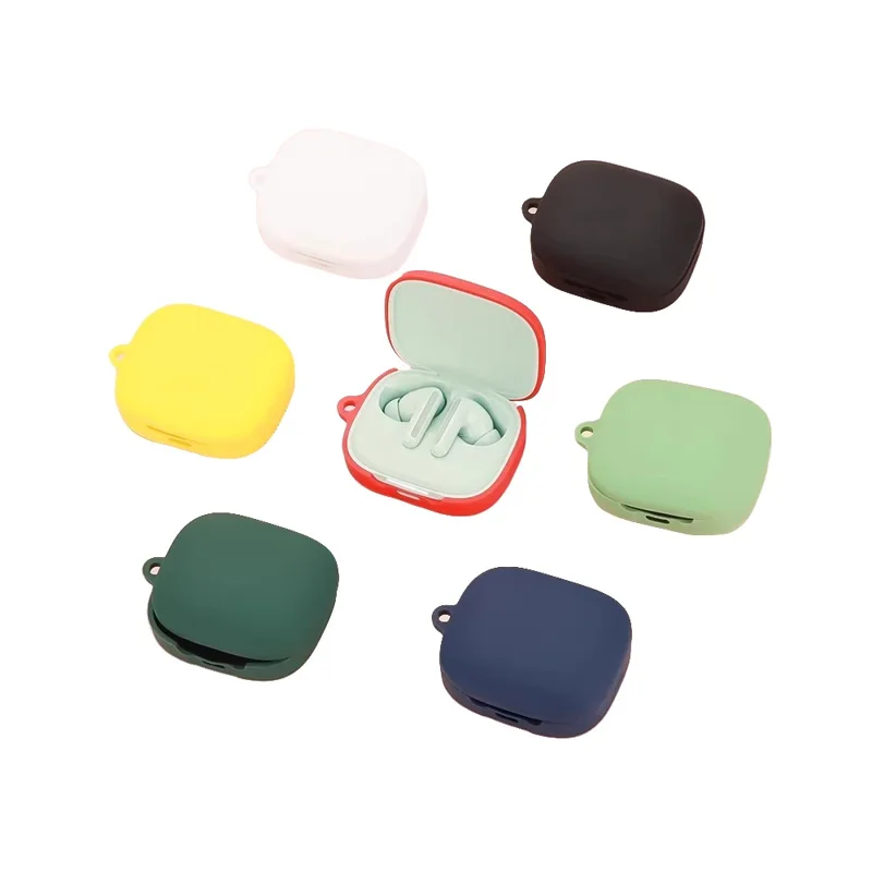For Xiaomi Redmi Buds 6 Silicone Case Bluetooth-compatible Earphone Cover with Anti-Lost Buckle - Blackish Green