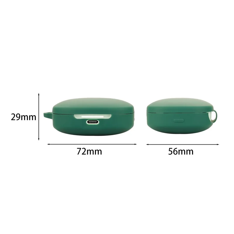For Xiaomi Redmi Buds 6 Silicone Case Bluetooth-compatible Earphone Cover with Anti-Lost Buckle - Blackish Green