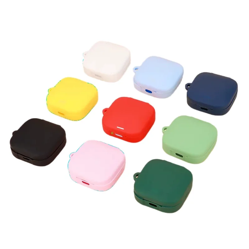 For Xiaomi Air 4 SE Earphone Case Bluetooth-compatible Earbud Silicone Cover with Anti-Lost Buckle - Red