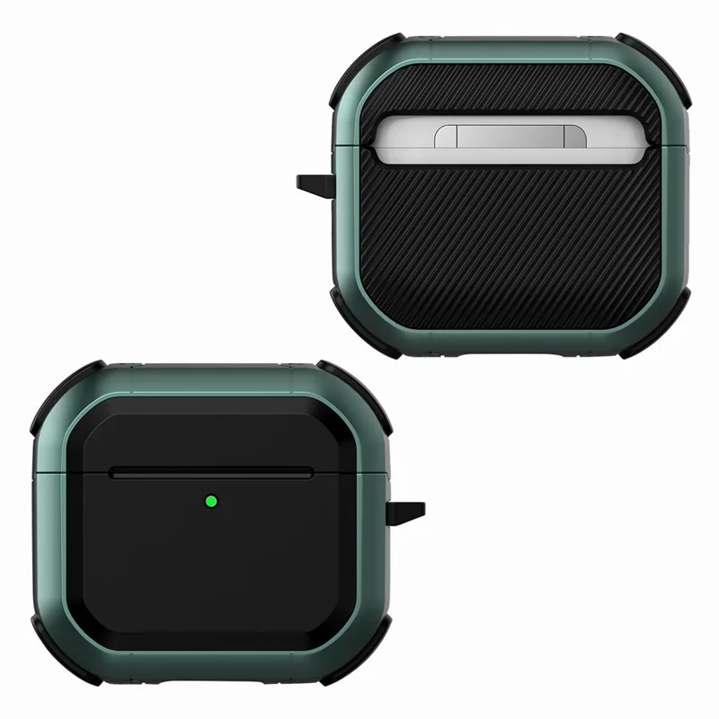 Étui de protection en TPU+PC anti-chute pour AirPods 4 avec réduction de bruit active, avec mousqueton - Vert