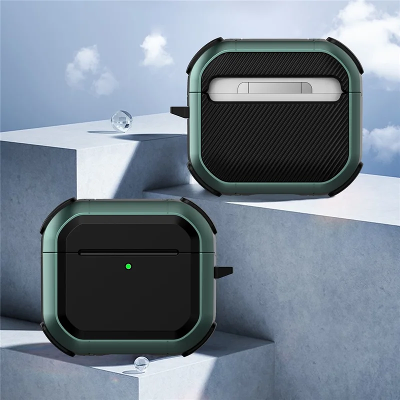 Étui de protection en TPU+PC anti-chute pour AirPods 4 avec réduction de bruit active, avec mousqueton - Vert