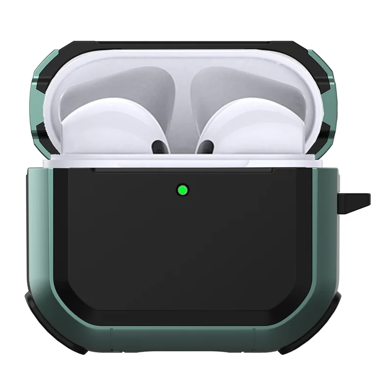 Étui de protection en TPU+PC anti-chute pour AirPods 4 avec réduction de bruit active, avec mousqueton - Vert