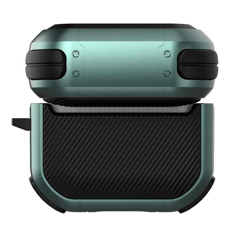 Étui de protection en TPU+PC anti-chute pour AirPods 4 avec réduction de bruit active, avec mousqueton - Vert
