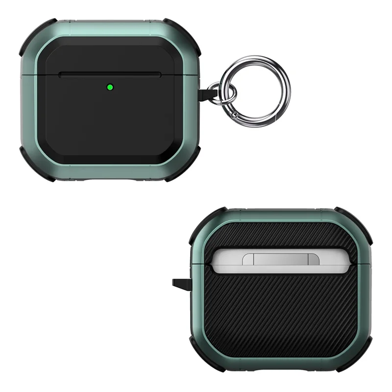 Étui de protection en TPU+PC anti-chute pour AirPods 4 avec réduction de bruit active, avec mousqueton - Vert