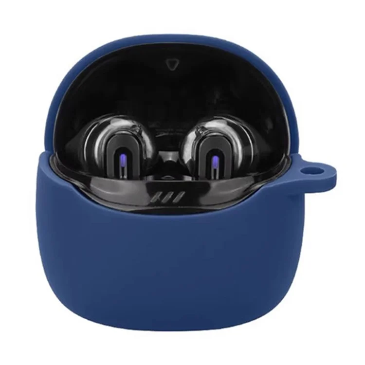 Étui de protection en silicone avec boucle de suspension pour les écouteurs Bluetooth JBL Tune Flex 2 - Bleu foncé