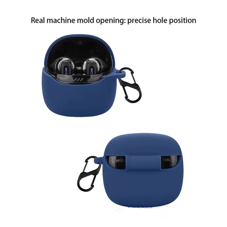 Étui de protection en silicone avec boucle de suspension pour les écouteurs Bluetooth JBL Tune Flex 2 - Bleu foncé