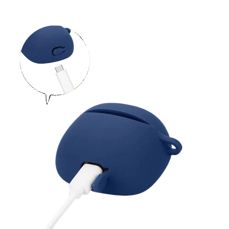 Étui de protection en silicone avec boucle de suspension pour les écouteurs Bluetooth JBL Tune Flex 2 - Bleu foncé