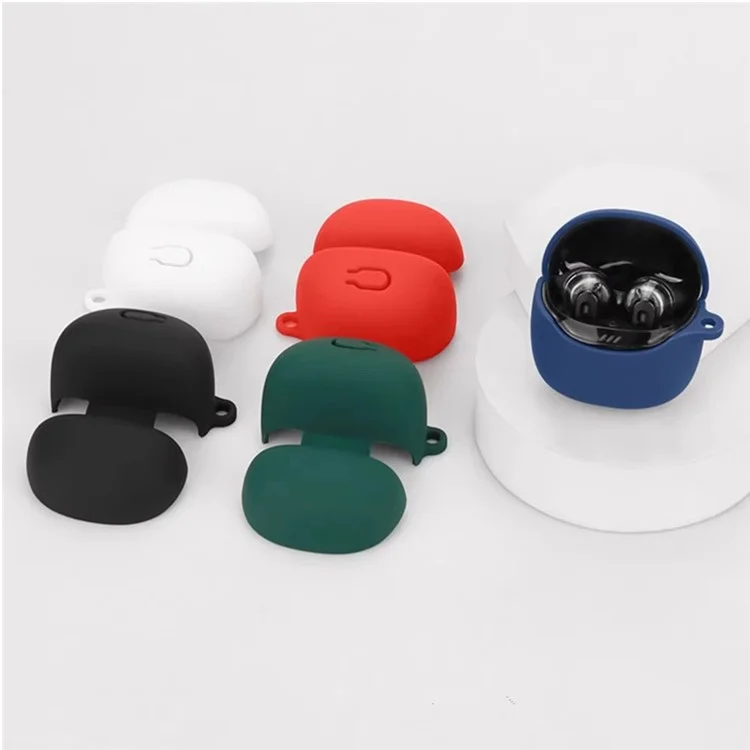 Étui de protection en silicone avec boucle de suspension pour les écouteurs Bluetooth JBL Tune Flex 2 - Bleu foncé