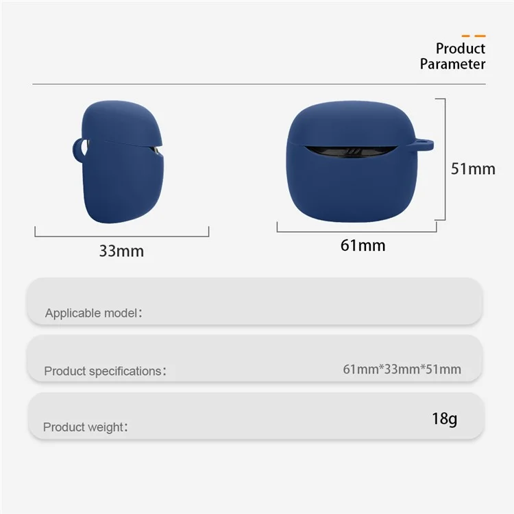 Étui de protection en silicone avec boucle de suspension pour les écouteurs Bluetooth JBL Tune Flex 2 - Bleu foncé
