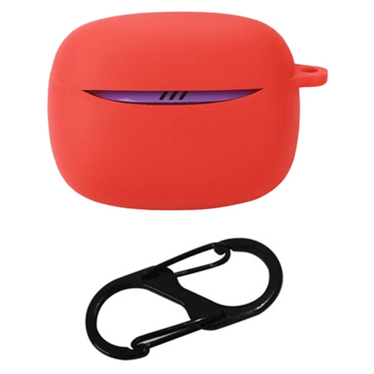 For JBL Tune Buds 2 Bluetooth-compatible Earbuds Case Soft Silicone Cover with Anti-Lost Buckle - Red