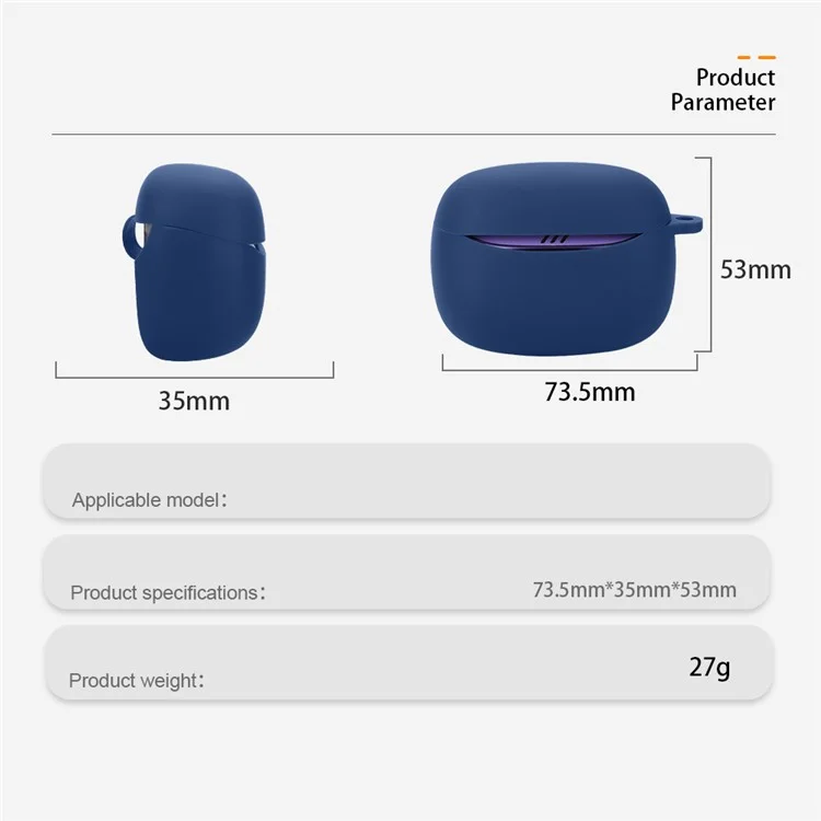 For JBL Tune Buds 2 Bluetooth-compatible Earbuds Case Soft Silicone Cover with Anti-Lost Buckle - Red