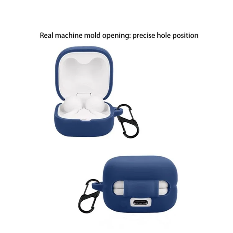 Custodia in silicone per Sony LinkBuds Open WF-L910 con fibbia antiscivolo - Blu notte