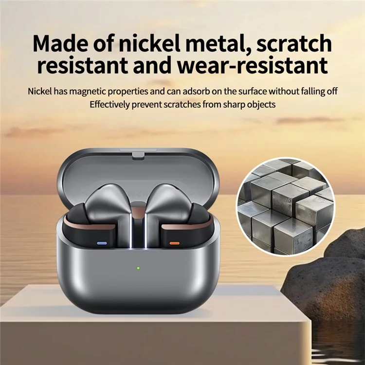 For Samsung Galaxy Buds3 Pro Charging Case Metal Sticker Decorative Protective Skin - Black