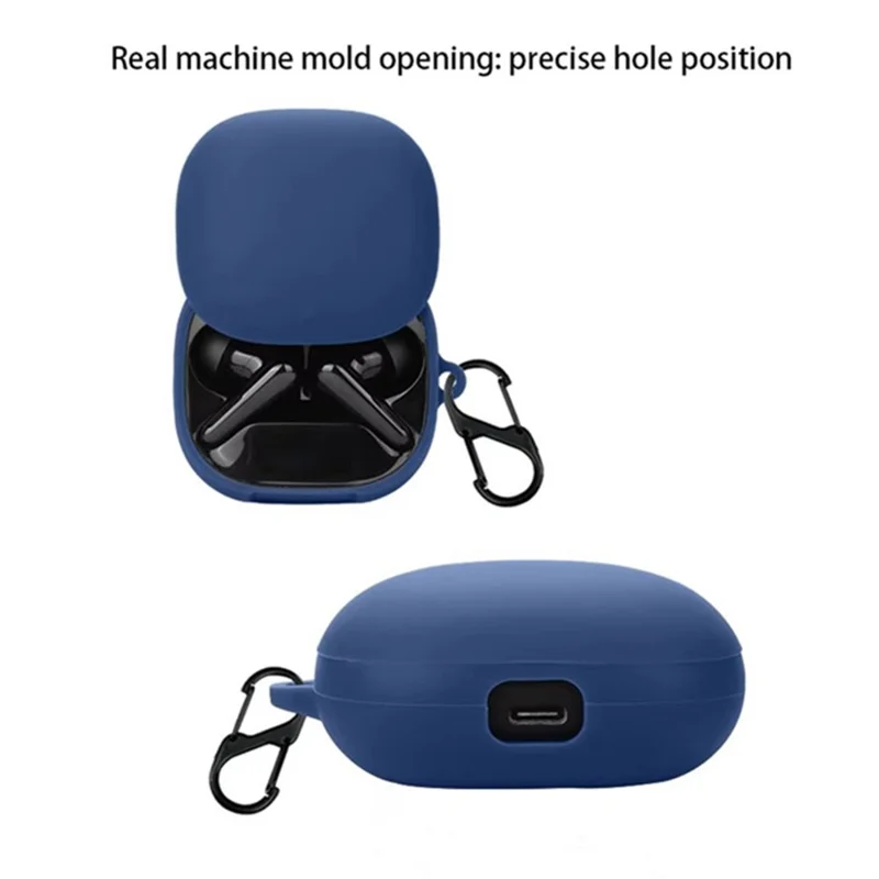 Custodia in silicone per auricolari Bluetooth Anker Soundcore Liberty 4 Pro con fibbia anti-smarrimento - Blu scuro