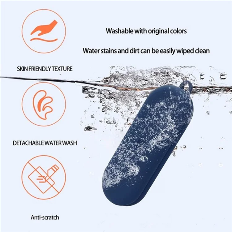 For Nothing Ear (Open) Bluetooth-compatible Earphones Case Silicone Cover with Anti-Lost Buckle - Dark Blue
