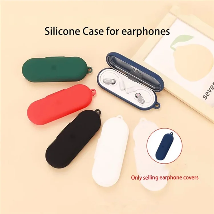 For Nothing Ear (Open) Bluetooth-compatible Earphones Case Silicone Cover with Anti-Lost Buckle - Dark Blue