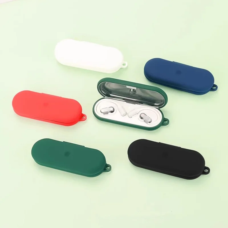 For Nothing Ear (open) Bluetooth-compatible Earphones Case Silicone Cover with Anti-Lost Buckle - Black