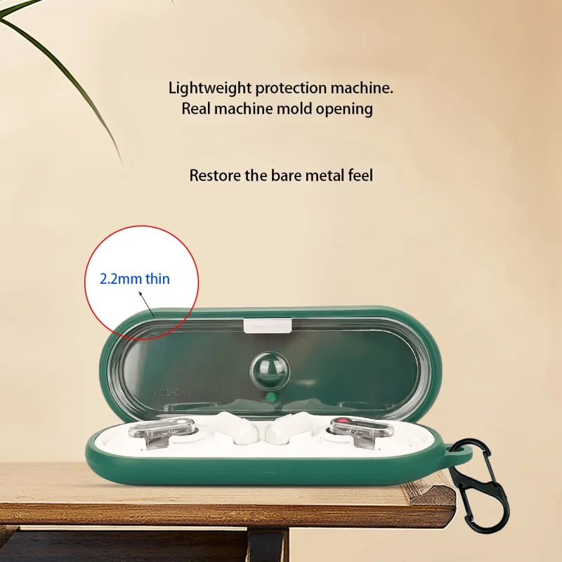 For Nothing Ear (open) Bluetooth-compatible Earphones Case Silicone Cover with Anti-Lost Buckle - Black