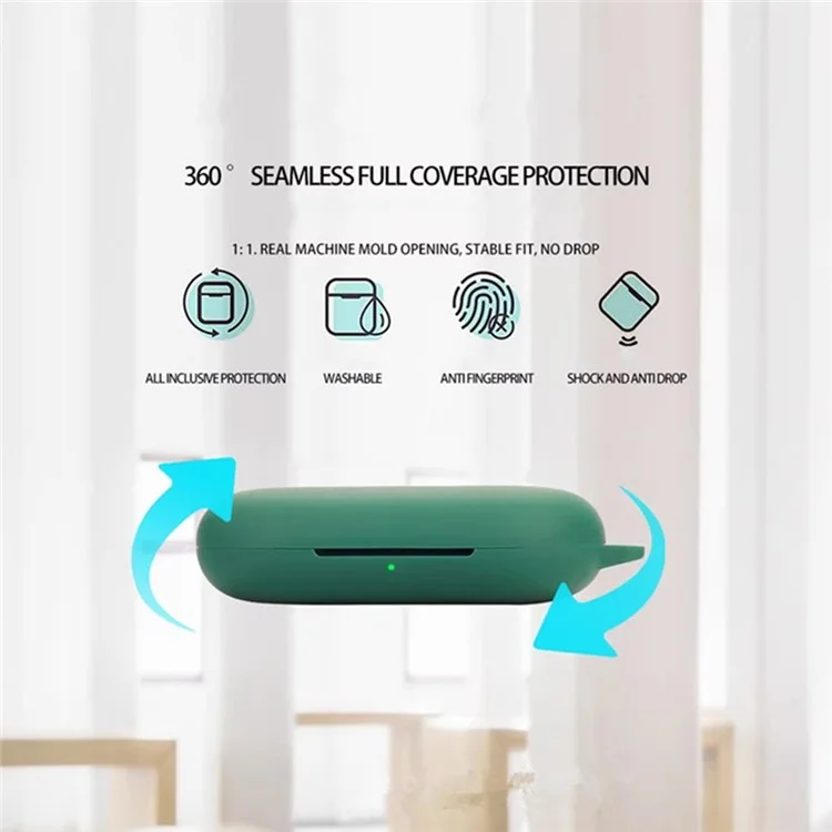 Для наушников Anker Soundcore V20i Bluetooth чехол из силикона с противоугонной пряжкой - темно-зеленый