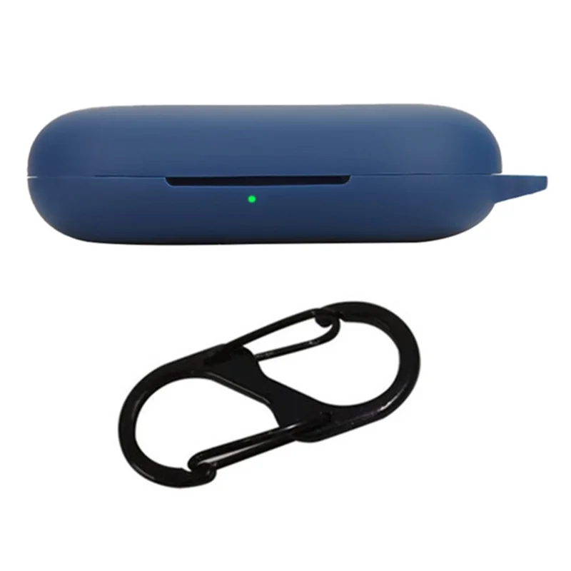 For Anker Soundcore V20i Bluetooth-compatible Earphones Case Silicone Cover with Anti-Lost Buckle - Dark Blue