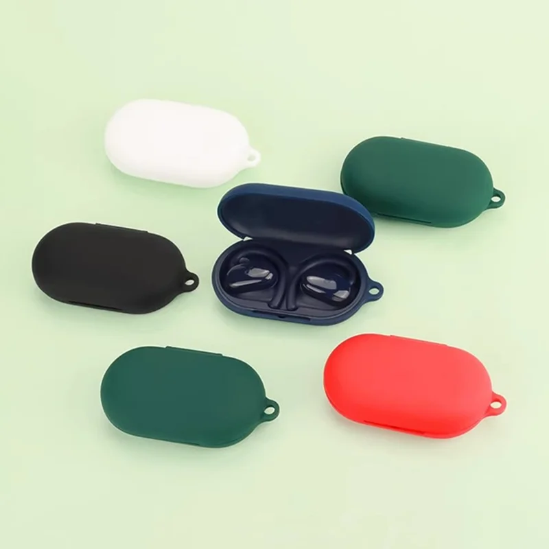 For Anker Soundcore V20i Bluetooth-compatible Earphones Case Silicone Cover with Anti-Lost Buckle - Dark Blue