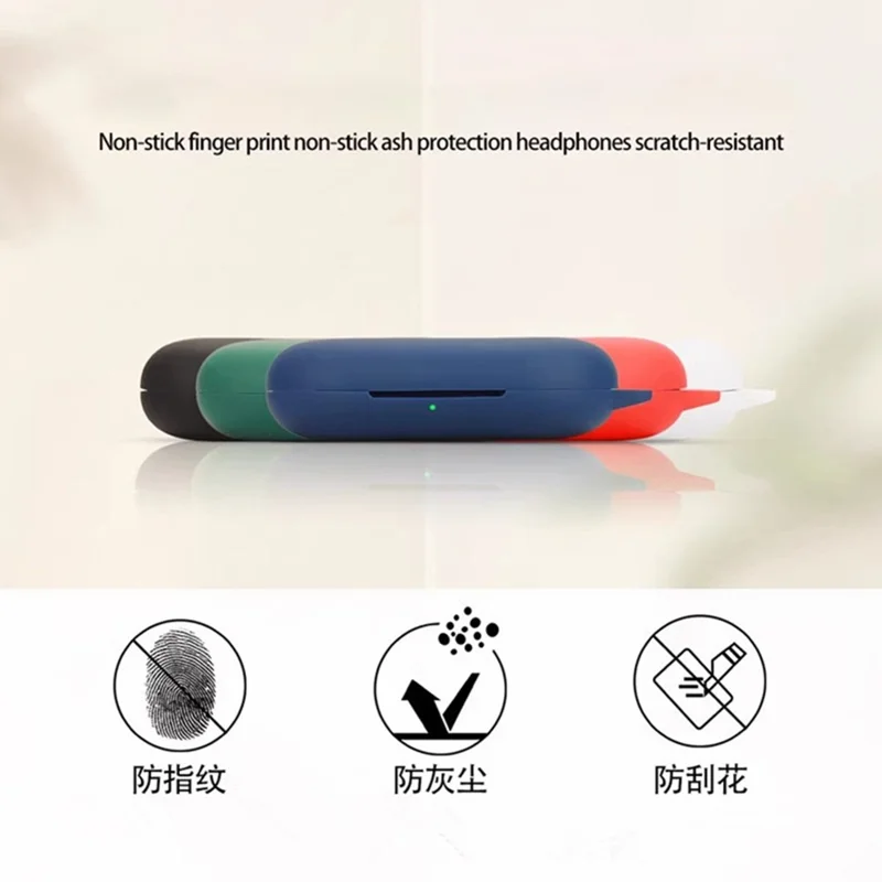 For Anker Soundcore V20i Bluetooth-compatible Earphones Case Silicone Cover with Anti-Lost Buckle - Dark Blue