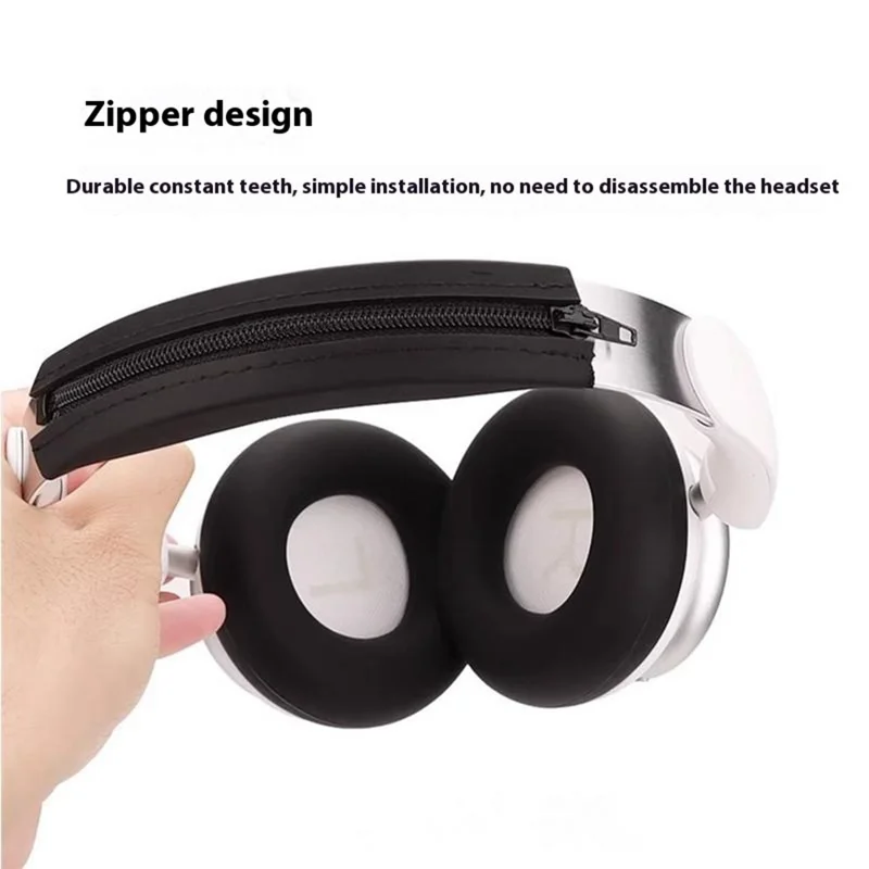For Anker Soundcore Space Q45 Headphone Silicone Earpad Cushion Cover + Headband Sleeve - Beige