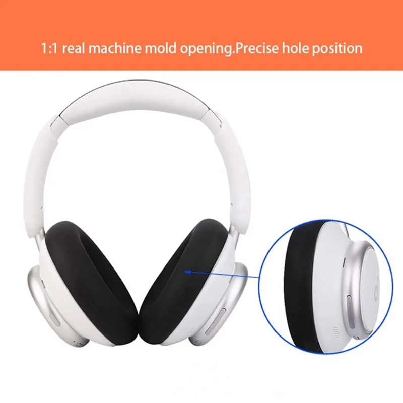 For Anker Soundcore Space Q45 Headphone Silicone Earpad Cushion Cover + Headband Sleeve - Beige
