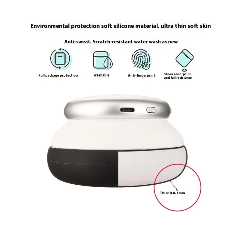 For Anker Soundcore Space Q45 Headphone Silicone Earpad Cushion Cover + Headband Sleeve - Beige