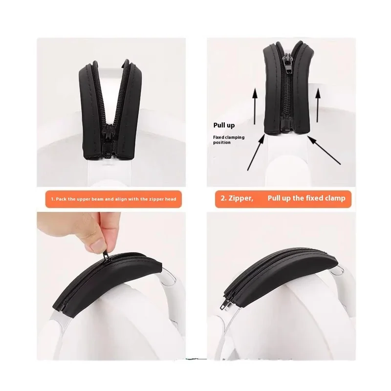 For Anker Soundcore Space Q45 Headphone Silicone Earpad Cushion Cover + Headband Sleeve - Beige