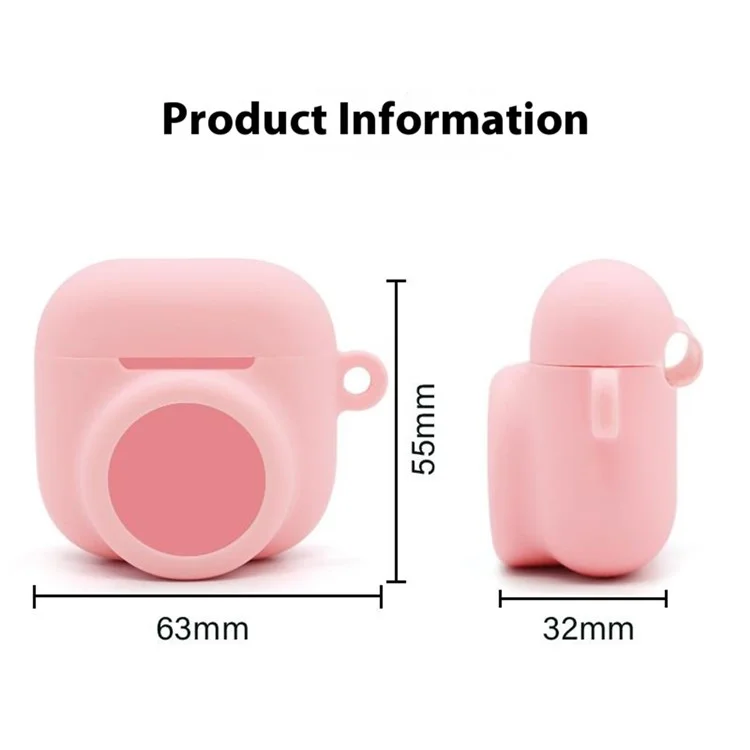 Silicone Case Combo Set for Apple AirPods 4 / AirTag Cover with 2Pcs Earphone Cap and Carabiner - Lavender Purple