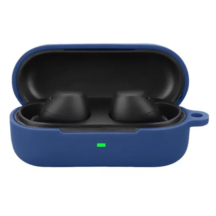 For Sony WF-C510 Bluetooth-compatible Earphones Case Soft Silicone Cover with Anti-Lost Buckle - Black