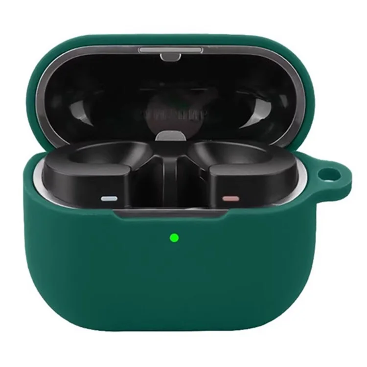 Étui pour écouteurs Bluetooth Samsung Galaxy Buds3 Pro en silicone souple avec boucle anti-perte - Vert noirâtre