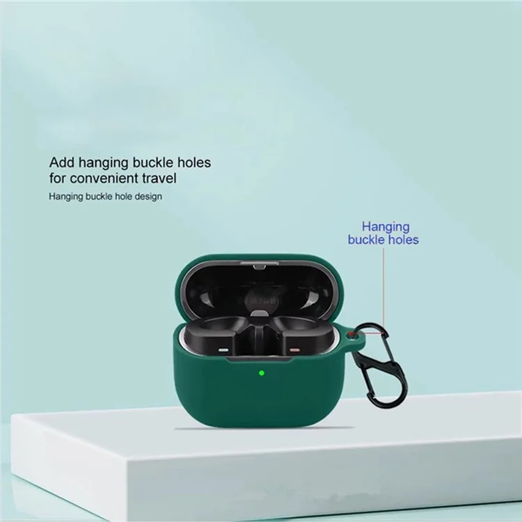 Étui pour écouteurs Bluetooth Samsung Galaxy Buds3 Pro en silicone souple avec boucle anti-perte - Vert noirâtre